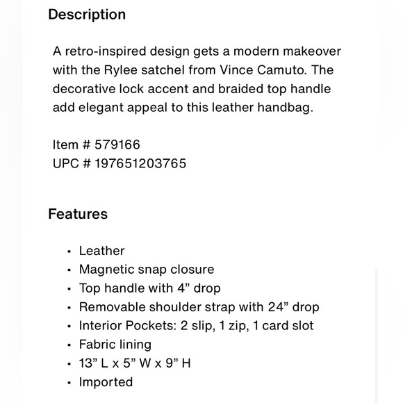 Vince Camuto Rylee Leather Satchel - Picture 15 of 15